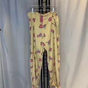 Life Is Good Yellow Pajama Pants with Pink Heart‎ Pattern